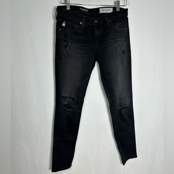 AG Adriano Goldschmied The Legging Distressed Skinny Jeans Black - 28 R - Picture 1 of 4